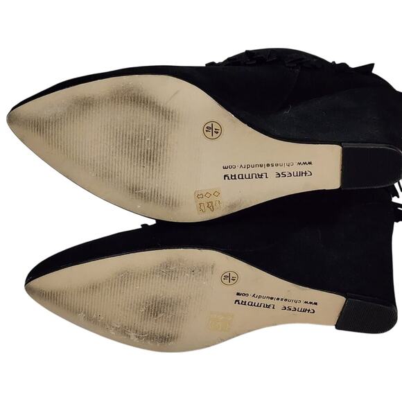 Chinese Laundry Arctic Fringed Ankle Boots‎ Wedges black Suede women's size 10 - Picture 7 of 8